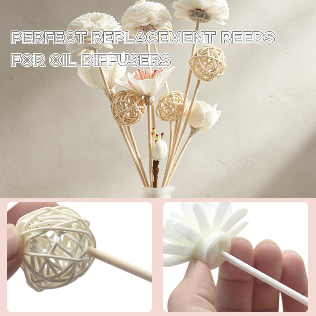 Reed Diffuser Sticks Set, Flowers Refill Replacement Sticks - Set of 18