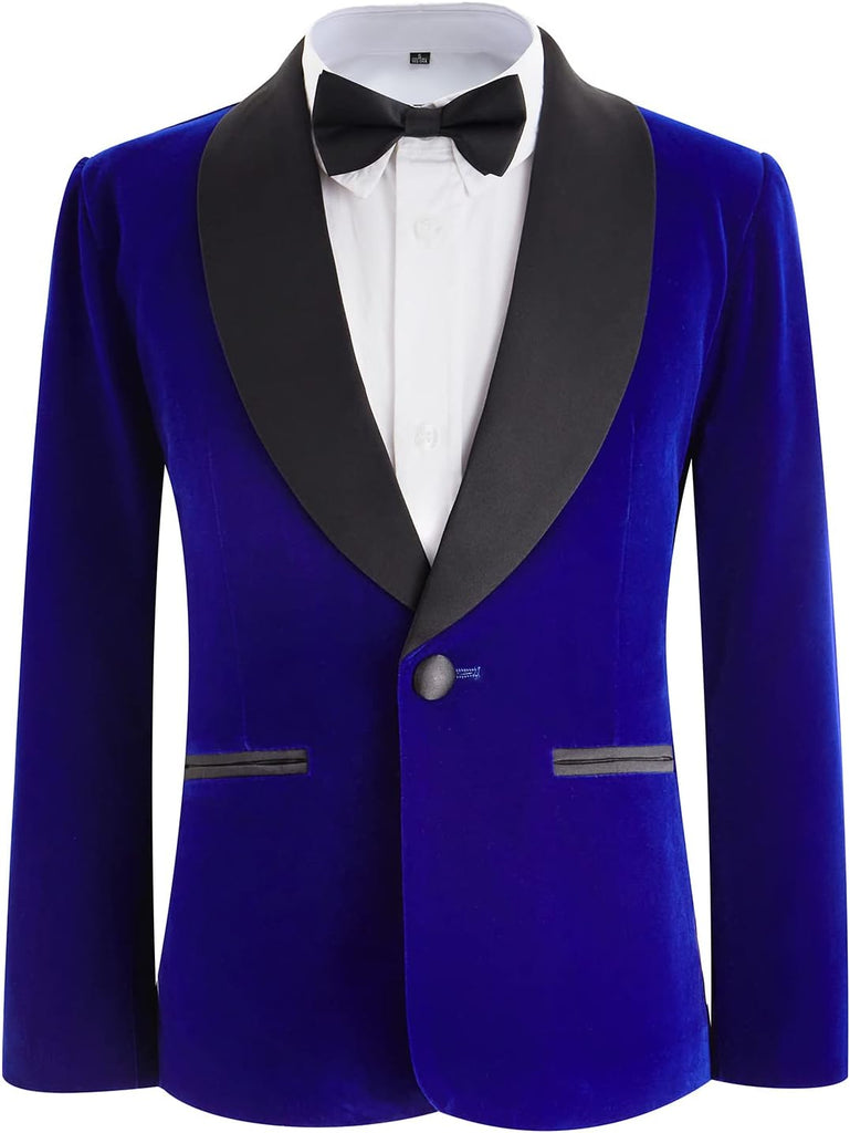 Boys Tuxedo Suit 3 Pieces Kids Formal Slim Fit Velvet Suits Set for Wedding Prom Party