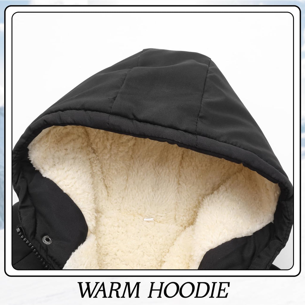 Kids Winter Fleece-Lined Coats For Boys Puffer Jackets With Hood