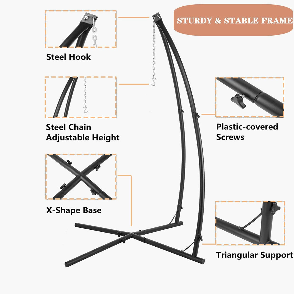 X-Shaped Hanging Tree Tent W/Swing Chair,Hammock Chair W/Stand | Canopy w/Steel Frame,Indoor Outdoor Egg Basket Patio