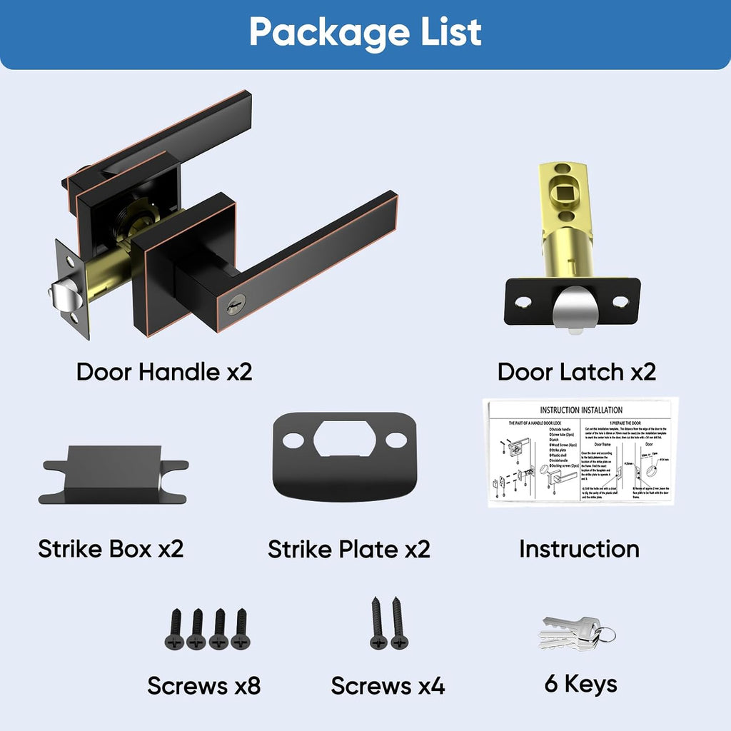 Exterior Door Handle, Front Door Locks with Key, Keyed Alike Door Lock Set and Rental, Exterior Door Knob for Entry