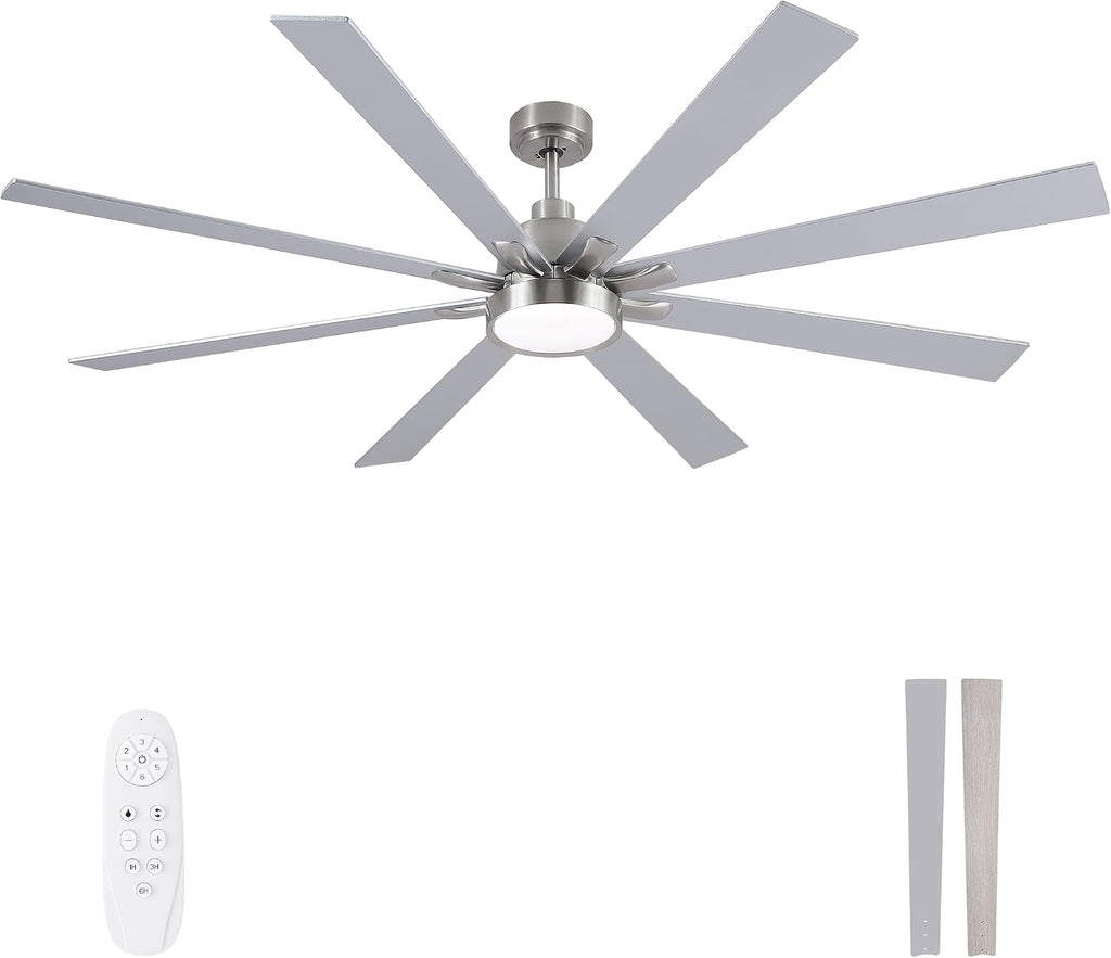 72" Ceiling Fan with LED Light and Remote - Brushed Nickel / Walnut