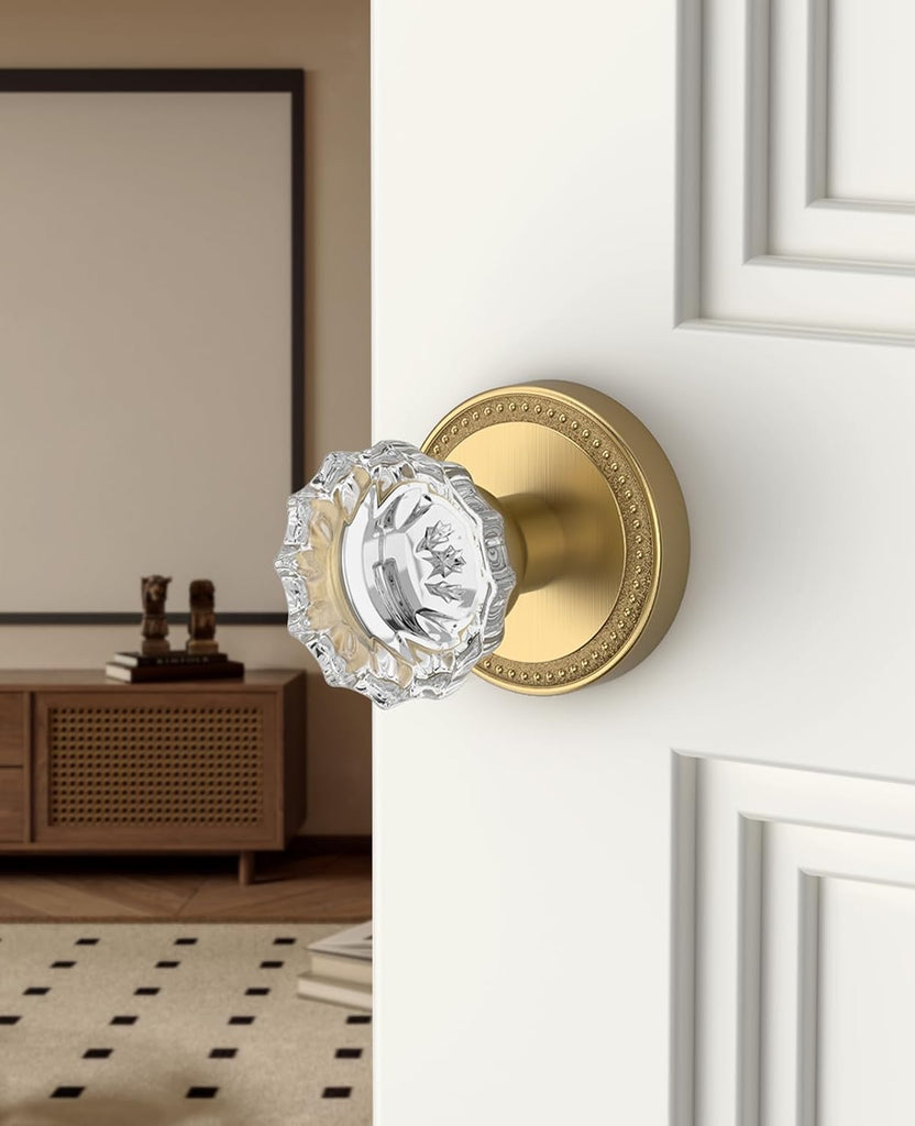 6 Pack Champagne Bronze Passage Crystal Door Knobs
