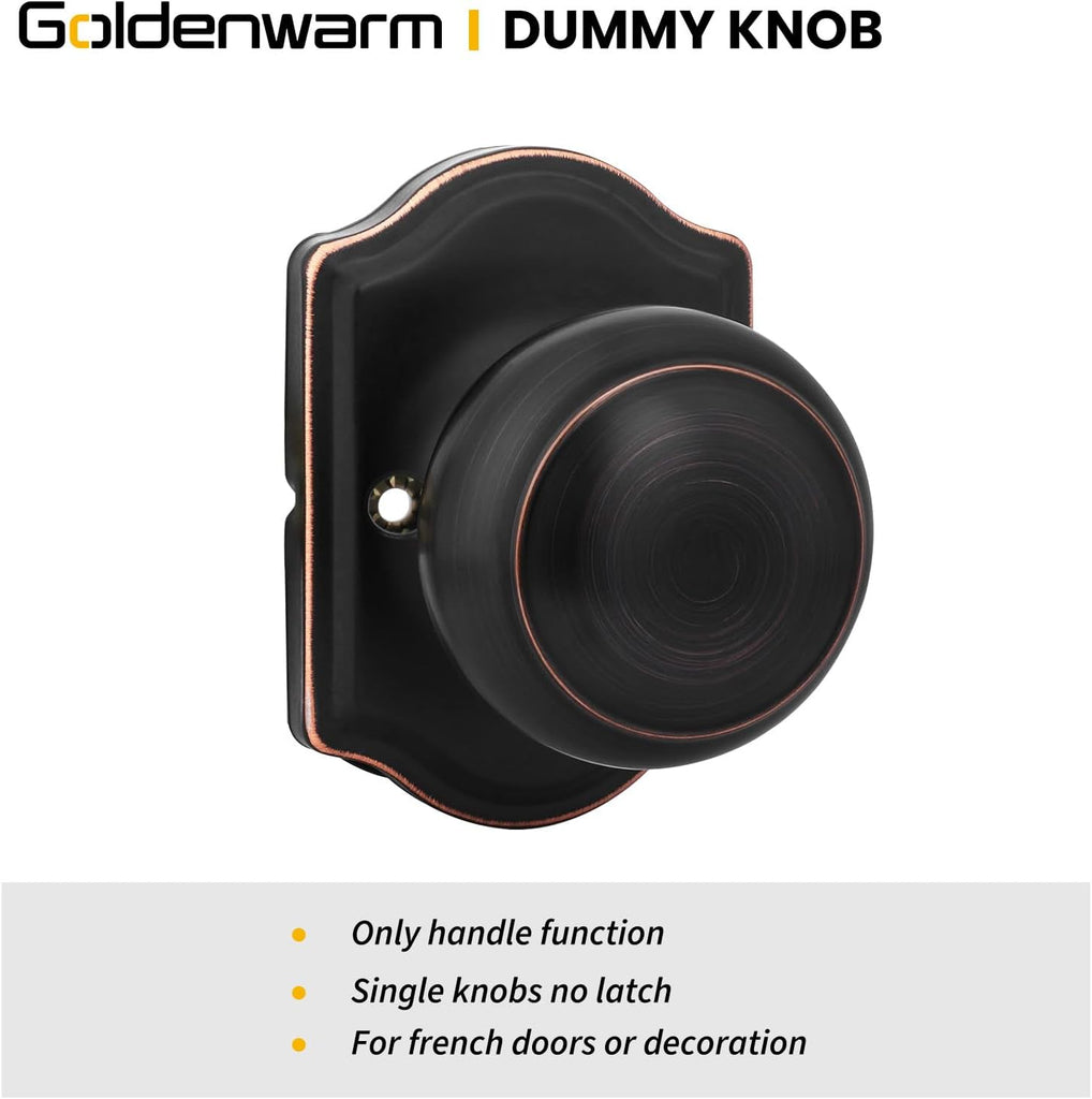 Oil Rubbed Bronze Dummy Door Knobs, Single Side Bronze Door Knobs No-Turning, Pull Function for Closet, French Double