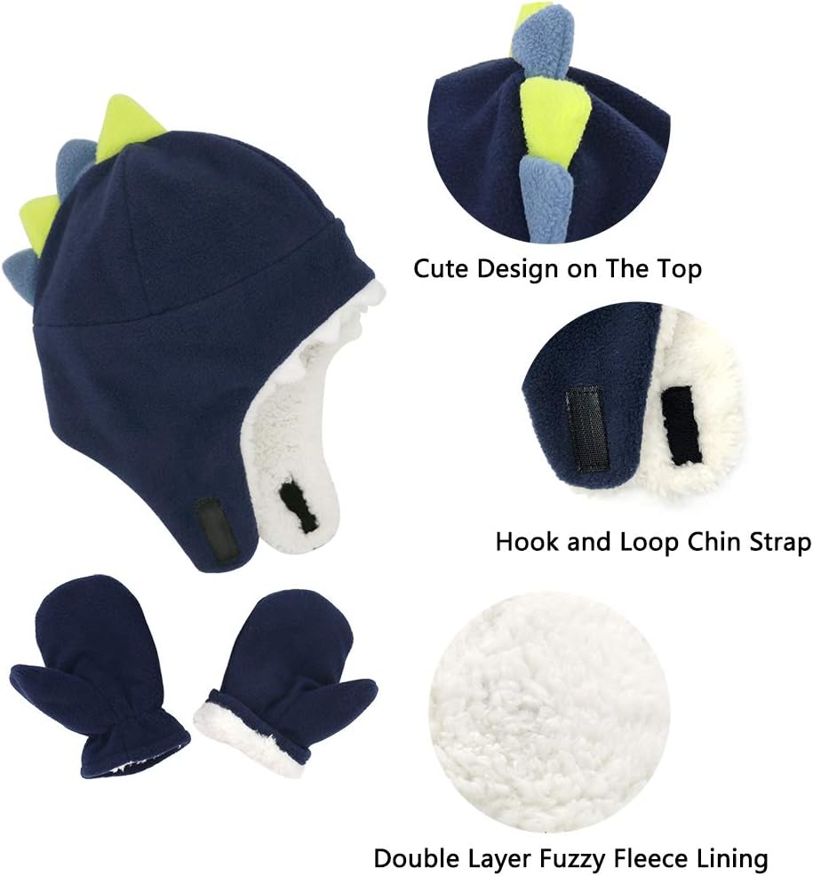 Baby Boy Sherpa Hats and Mittens Set Toddler Gloves Warm Fleece Winter Hat Baby Girl