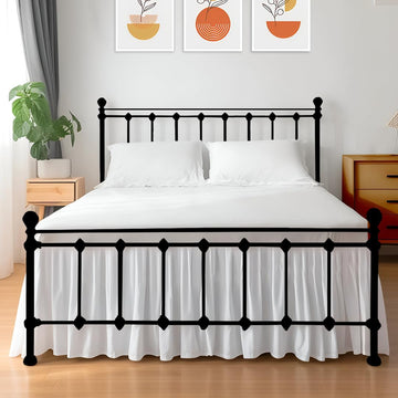 Ruffled Bed Skirt with Split Corners, Gathered Style, 100% Microfiber, 15-Inch Drop, Dust Ruffle Bedskirt with