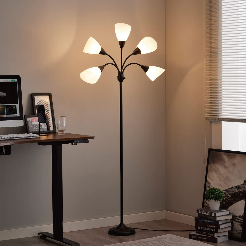 Medusa Floor Lamps Standing Lamps 5 Heads Adjustable Reading Light Large Shade Use E26 A19 Bulb Floor Lamps Bedroom