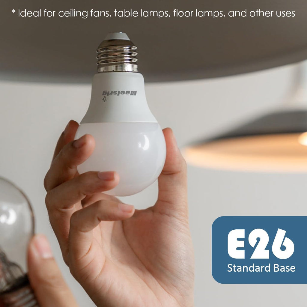 A19 LED Light Bulbs 60 Watt Equivalent, 90 CRI, Dimmable, Warm White 3000K, 760 Lumens, E26 Base, 120V, 8W LED Bulbs