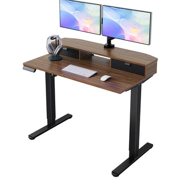40" X 24" Electric Standing Desk with 2 Drawers, C-Clamp Mount Compatible, Height Adjustable Computer Desk, Home
