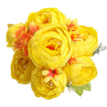 Peonies Artificial Flowers Vintage Faux Peony Arrangements Fake Flower for Vase Silk Floral Bouquet for Table