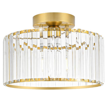 Crystal Ceiling Light Fixture, Modern Semi Flush Mount Ceiling Light, Gold Hallway Lighting Fixtures Chandelier