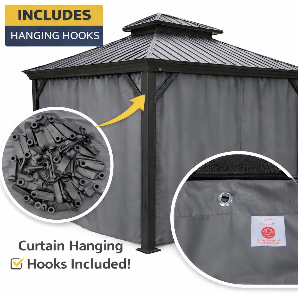 12' x 12' Outdoor Gazebo Privacy Curtain Sidewall