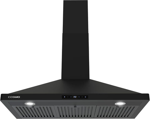 Stainless Steel Wall Mount Range Hood 380 CFM 3 Speed Push Button Control, LED Lights Ducted