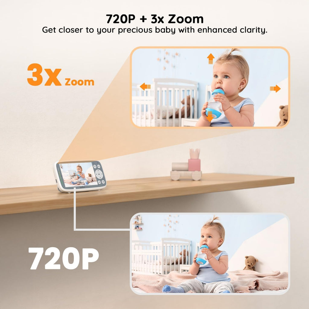 No WiFi Baby Monitor with 4" 720P IPS Screen with Camera and Audio