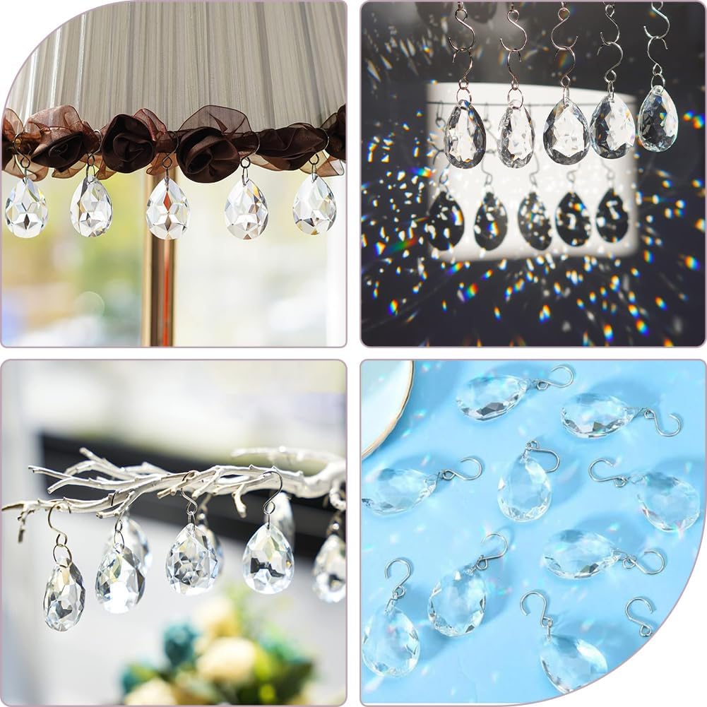 1 Box 10Pcs 38mm Crystal Sun Catcher Prisms Chandelier Crystals Replacement Clear Glass Teardrop Prism Suncatcher