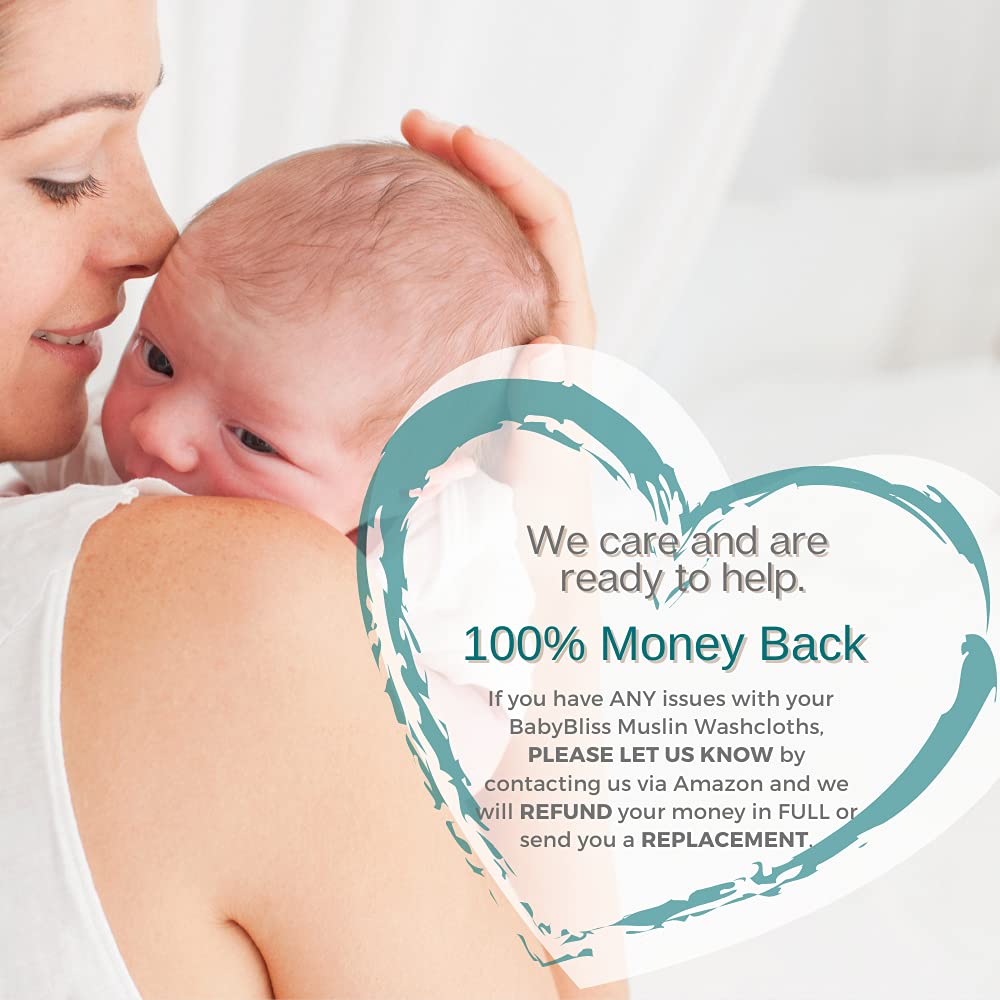 Organic Muslin Baby Washcloths - Pack of 10-100% Cotton Face Towels for Newborn and Adults - Large Size Reusable