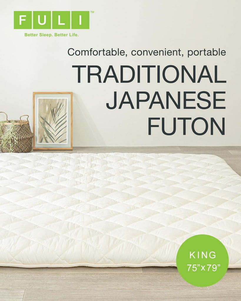 Futon, White - Foldable Shikibuton Floor Bed