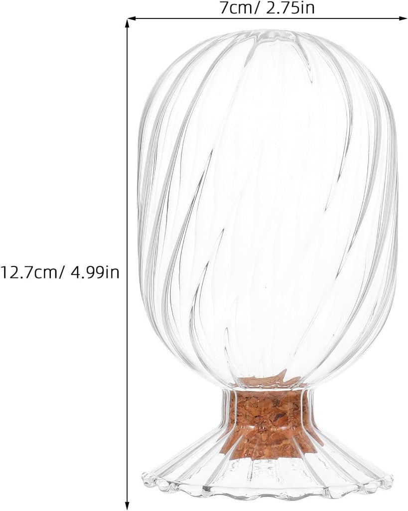 Glass Match Cloche Jar with Cork Stopper Helix Shaped Glass Canister for Decorative Matchstick Display and Storage