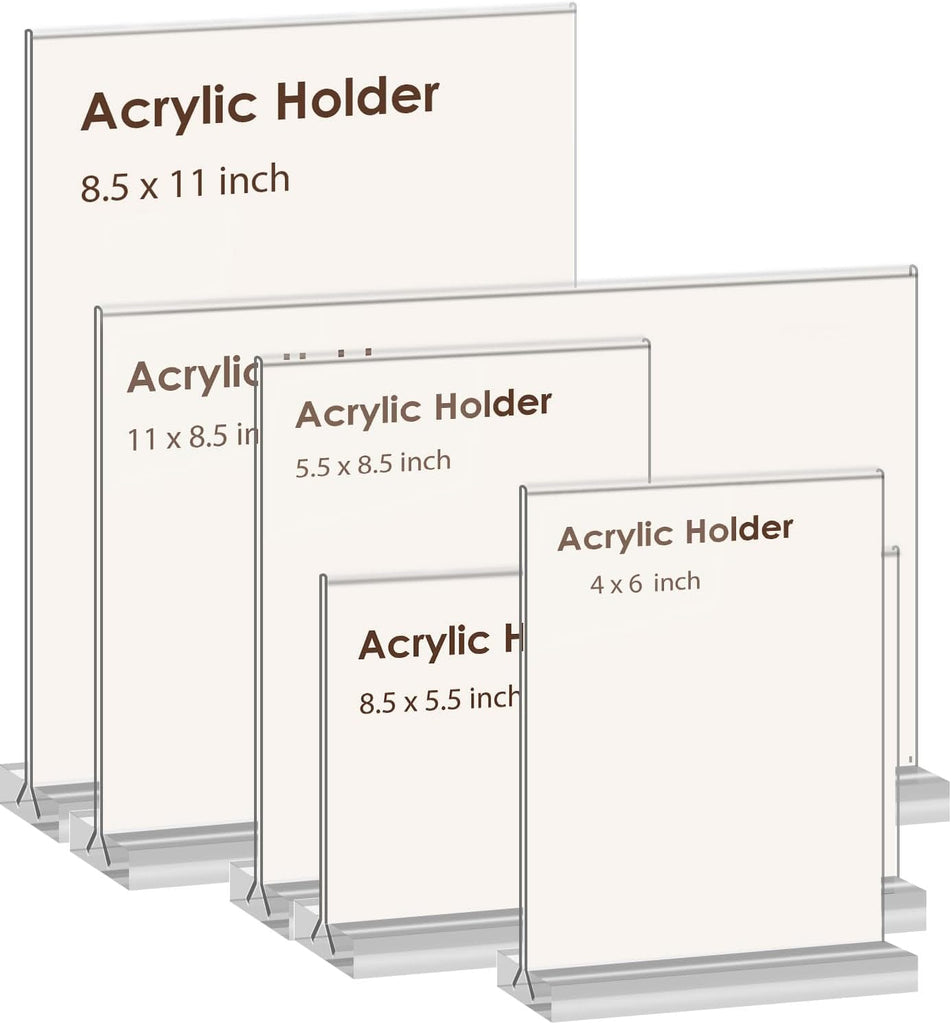 4x6 Inch Clear Acrylic Sign Holder, Display Stand, Plastic Card Holder for Business, Office, Retail (4x6 Inch 12 Pack)