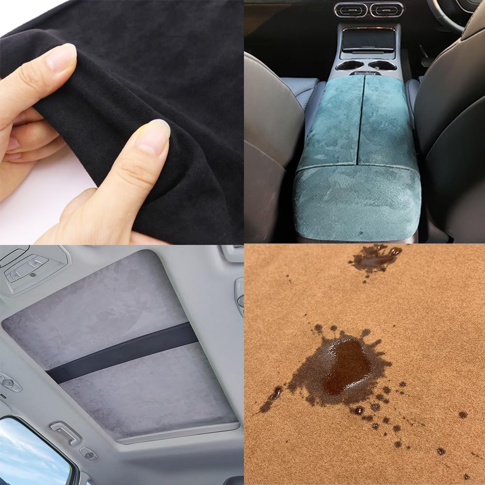 Premium Black Suede Fabric Wrap Suede Wrap for Car Interior - Self-Adhesive Microfiber and Synthetic Leather