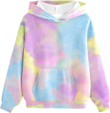 Graphic Hoodies for Girls Tie Dye Sweatshirt Cute Pullover Tops