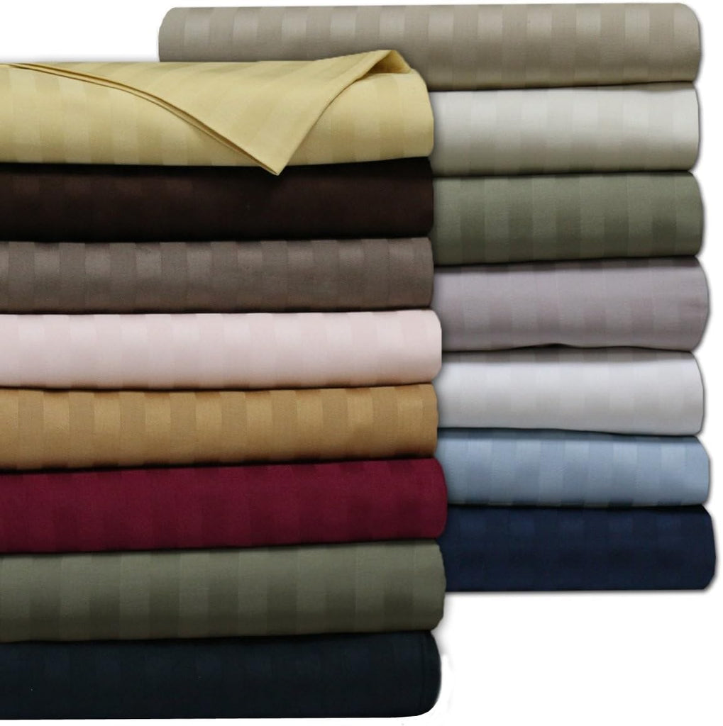 Damask Stripes 300 Thread Count, 100-Percent Cotton King/California King Duvet Cover Set, 3PC Comforter Cover Set