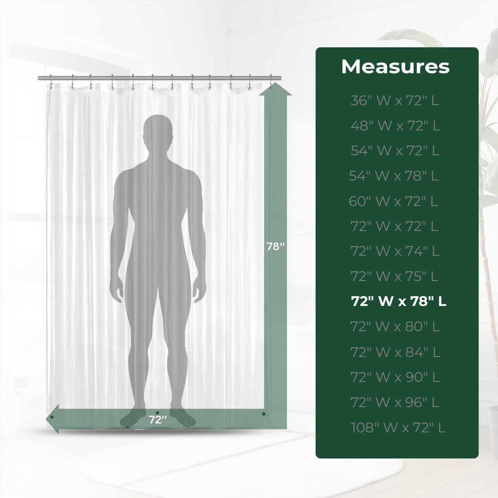Shower Curtain Liner with Suction Cups, Extra Heavy Clear, 72x78
