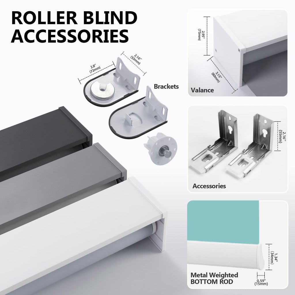 Motorized Blackout Window Blinds Customize Width (21-92 in) Remote Control Wireless and Rechargeable Roller Shades