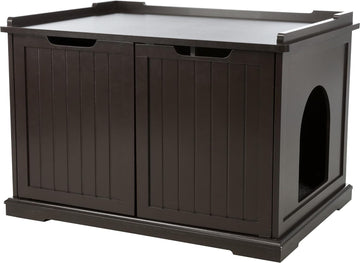 XL Furniture Litter Box Enclosure (Espresso Brown), Hidden Litter Box for Cats with Openings on Either Ends & Large