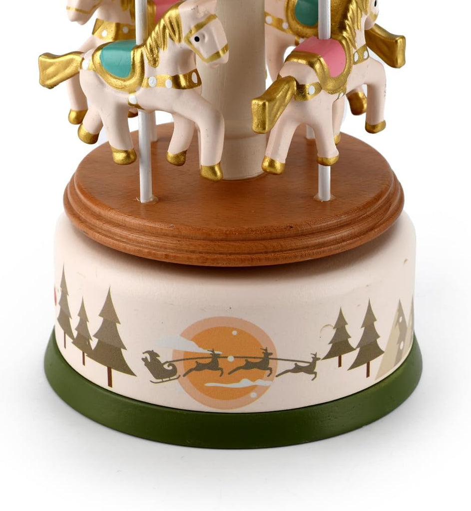 Holiday Christmas Musical Wooden Animated Children's Carousel-Many Songs to Choose-O Sole Mio