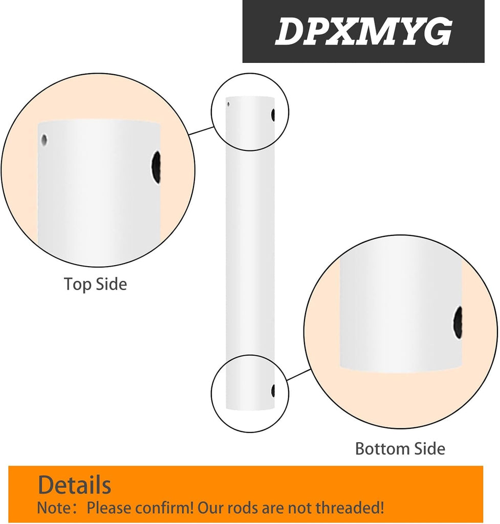 60 inch Ceiling Fan Downrod with Extension Cord, 5 FT White Downrod for Ceiling Fan, 1 inch Outside Diameter