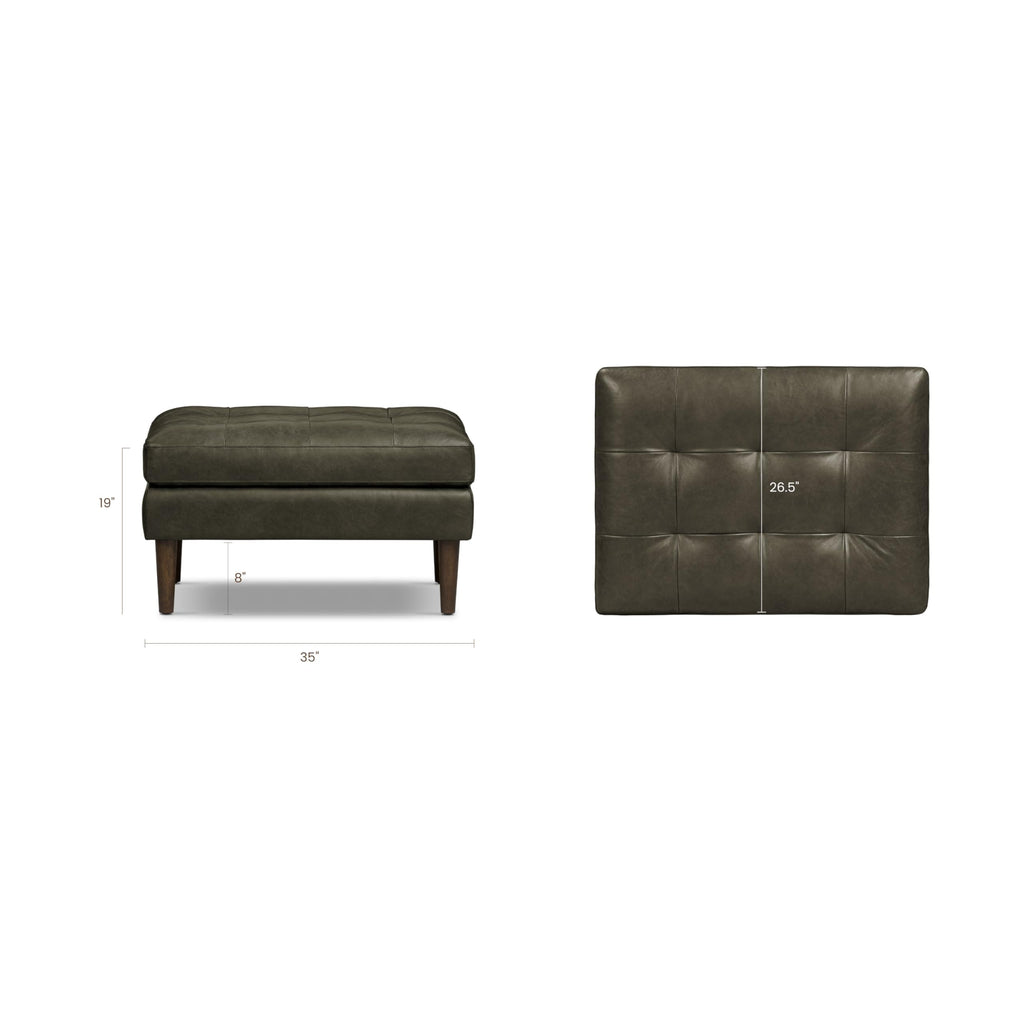 Napa Ottoman - Full-Grain Leather Upholstered Ottoman with Feather-Down Topper - Couch - Vintage Italian Leather in