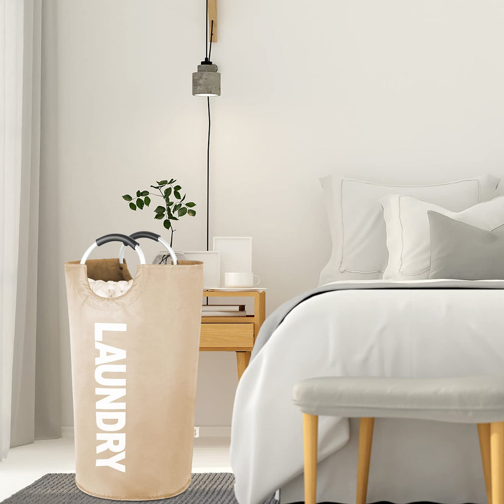 Large Laundry Basket, Laundry Hamper Bag with Handles, 115L Brown