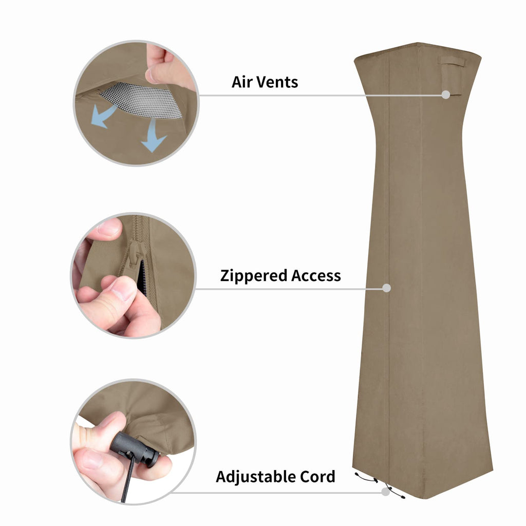 Pyramid Torch Patio Heater Cover, 90"H x 23"L x 23"W, Camel