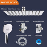 Shower Head with Hose, High Pressure Stainless Steel Rain Shower and 3 Settings Handheld Spray Combo with Push Button