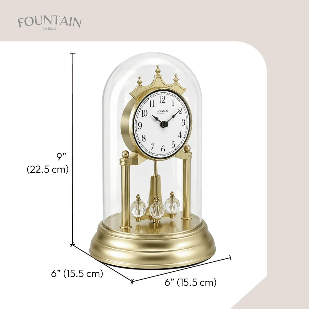 9" Anniversary Clock with Revolving Crystal Pendulum