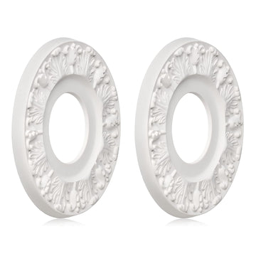 2 Pcs Vintage Carved Flower Ceiling Medallion for Light Fixtures and Ceiling Fans (10-1/8"OD X 4"ID White)