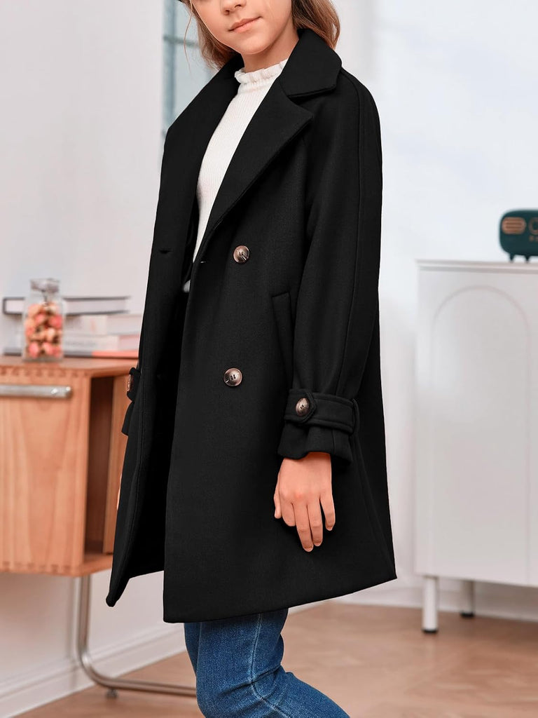 Girls Dress Coats Wool Blend Coat Double Breasted Jacket