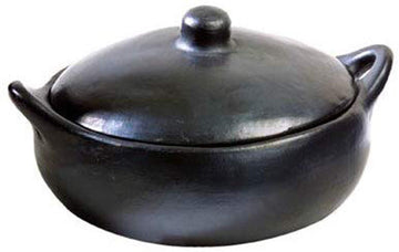 Authentic Chamba Casserole - Elegant Handmade Black Clay Cooking Pot with Cover - Perfect for Soups, Stews, Braises &