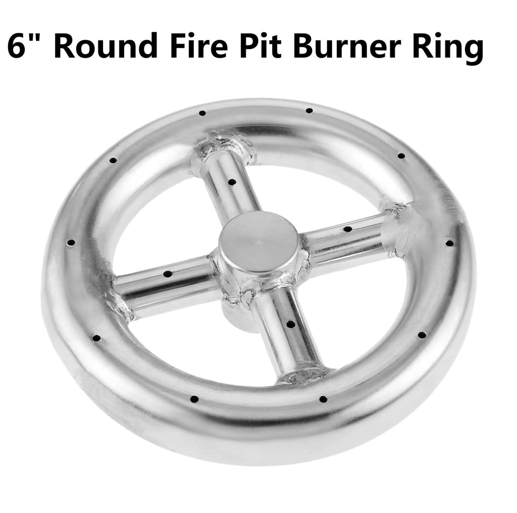 6" Round Fire Pit Burner Ring - 1/2" Air Mixer Valve, 88, 000 BTU, Compatible with Natural Gas & Propane, for Outdoor