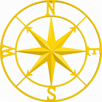 Nautical Metal Compass Wall Decor, 41 inches, Indoor/Outdoor (Gold)