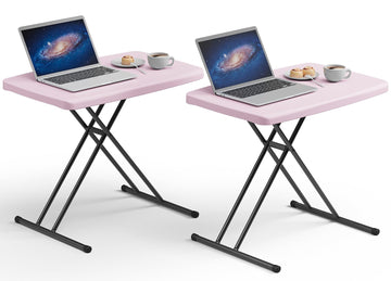 30 Inch Folding Table Set of 2, Adjustable Height TV Tray for Small Spaces, Heavy Duty Foldable Utility Table for