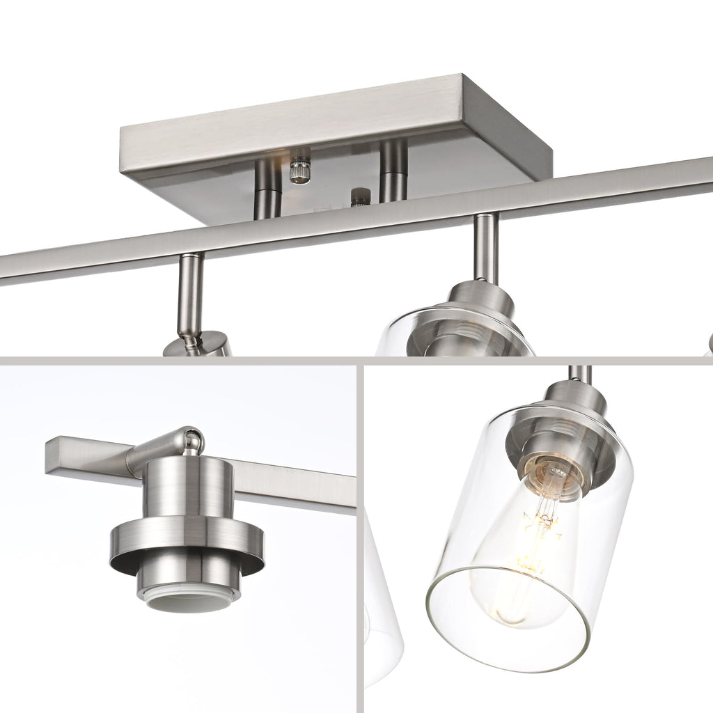 5 Light Multi-Directional Track Lighting Kit Brushed Nickel Kitchen Track Lighting Fixtures Ceiling Vanity Light