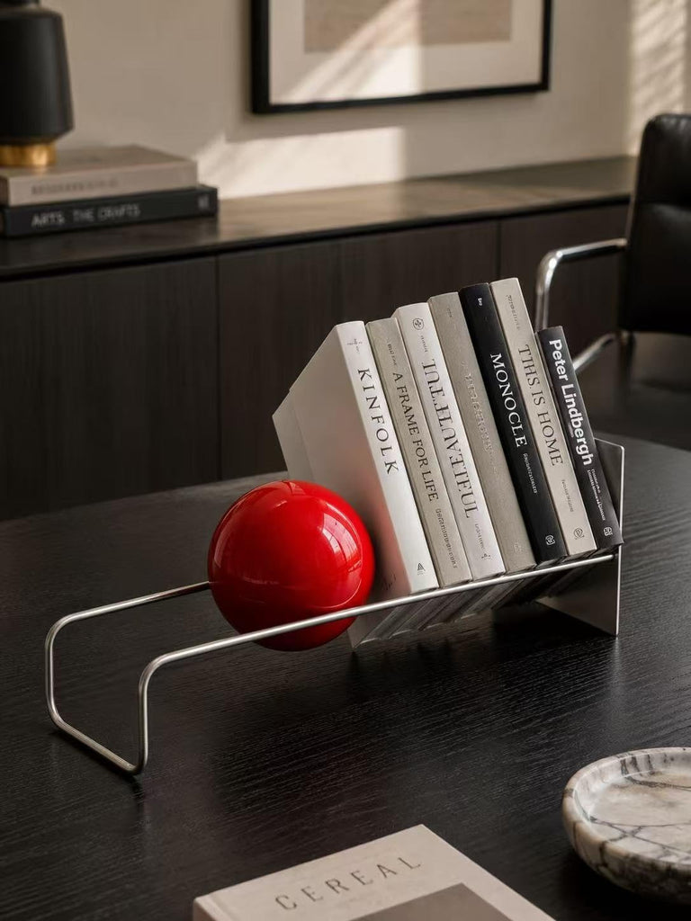 Sculptural Book Holder, Modern Decorative Bookend, Stainless Steel , Designer Home Decor Accent, Coffee Table Decor