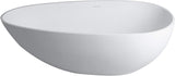 59 Inches Stone Resin Freestanding Soaking Bathtub, Handcrafted Solid Surface Flat Bottom Tub In Matte White, Cupc
