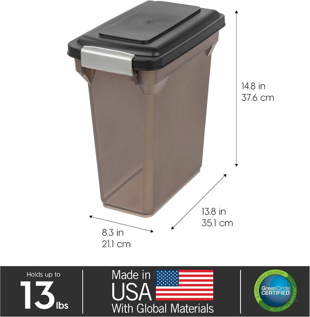 USA Dog Food Storage Container, Up to 13 lbs, Smoke, Made in USA