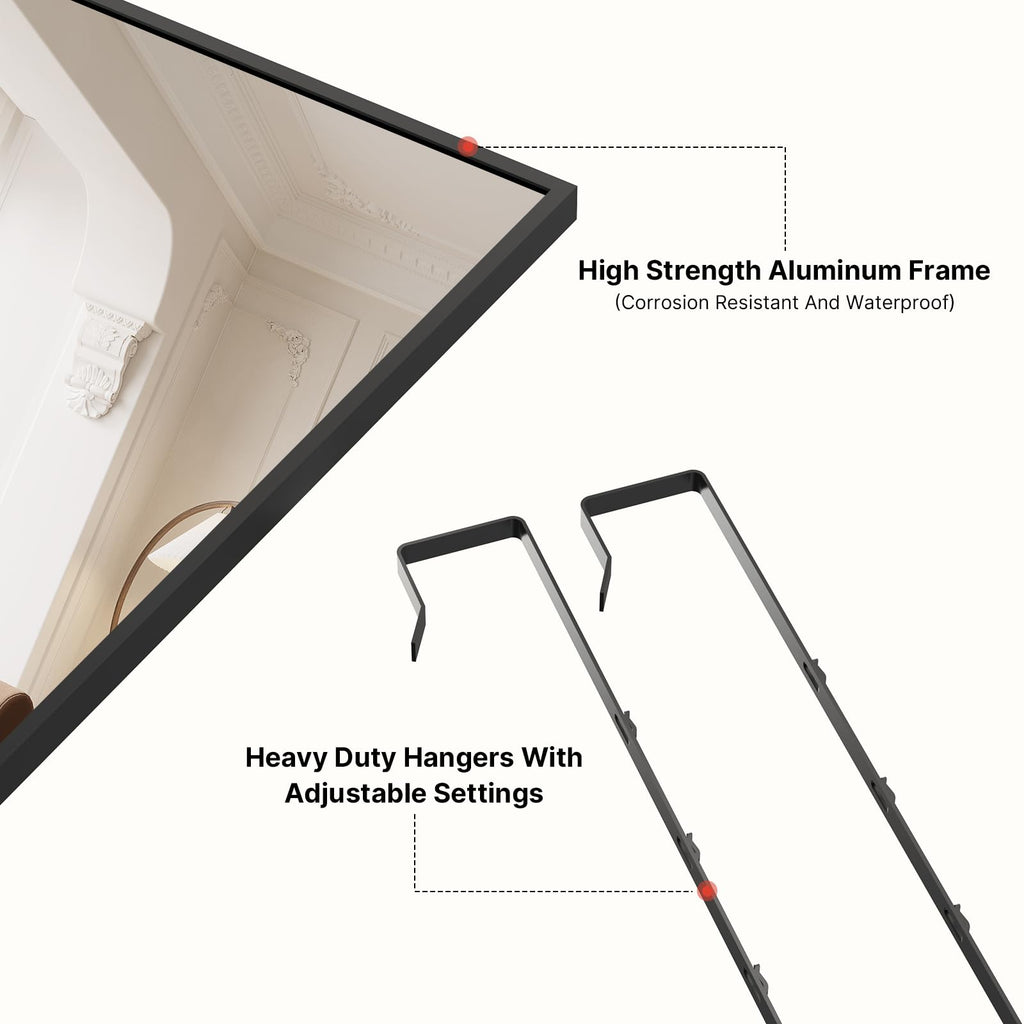 48x14 Inch Full Length Tempered Glass Door Mirror