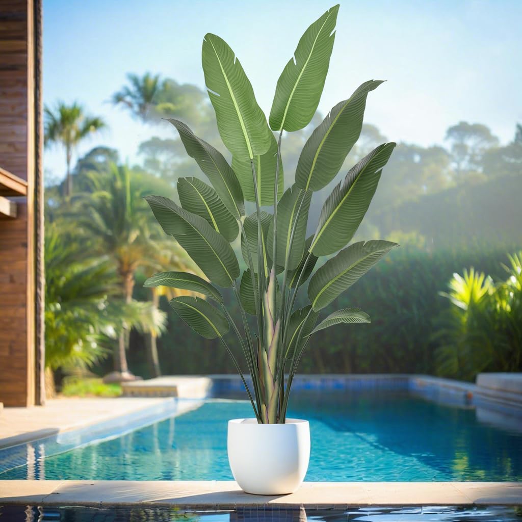 8FT Artificial Bird of Paradise Tree silk Banana Leaf indoor