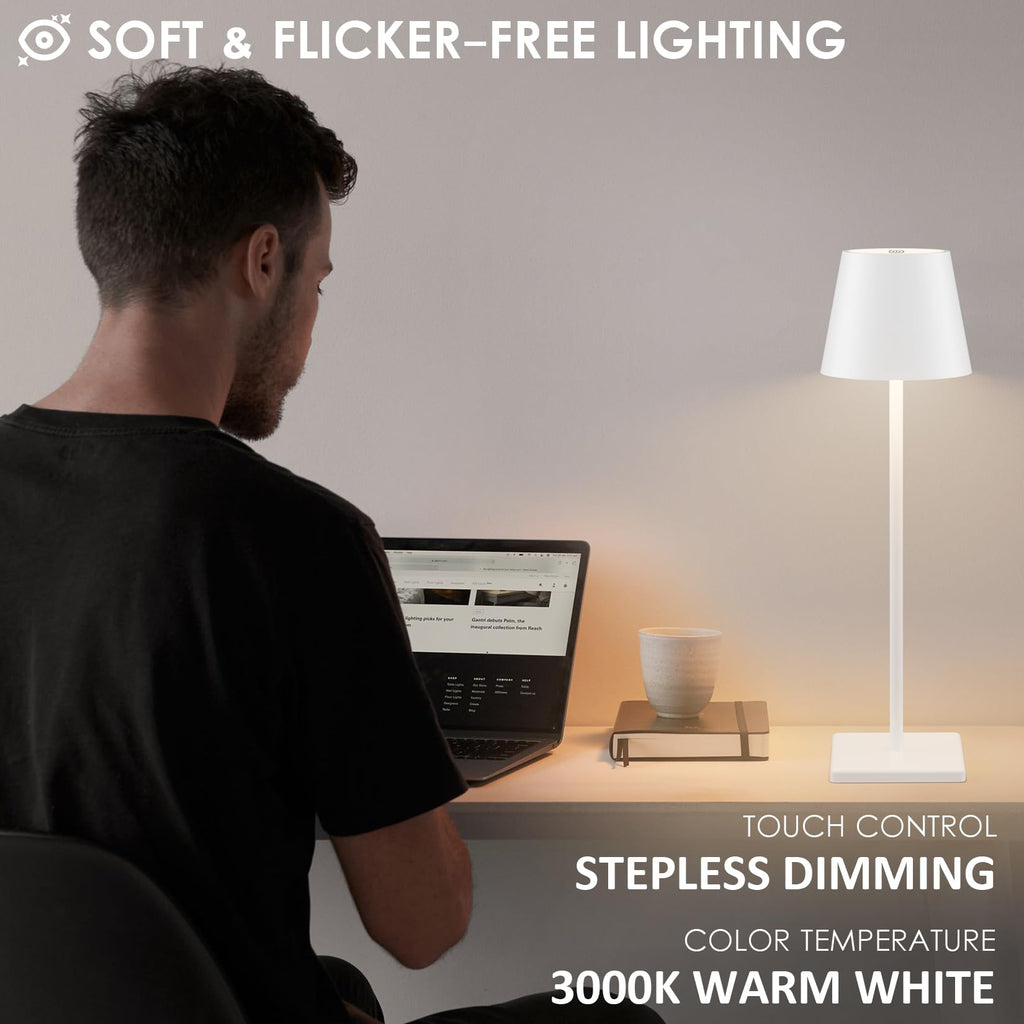 Cordless Table Lamp 5000mAh LED Rechargeable Lamp White, 4-Pack