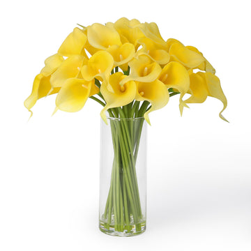 24PCS Real Touch Calla Lily with Vase, Artificial Flowers with Faux Water for Centerpiece Table Decor, Latex Fake
